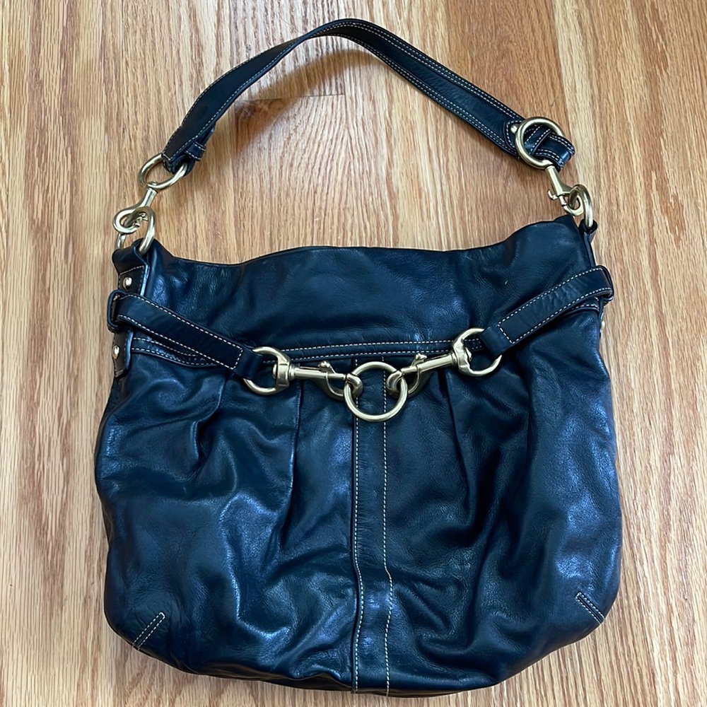 Coach Leather Slouchy Tote with Studs and Buckles